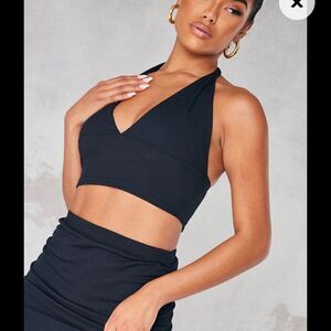 Black Rib Knot Detailed Halterneck Top NWT size 4